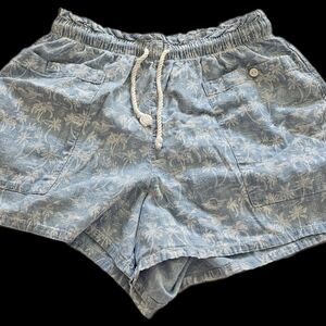 Blue Palm Tree Print Shorts